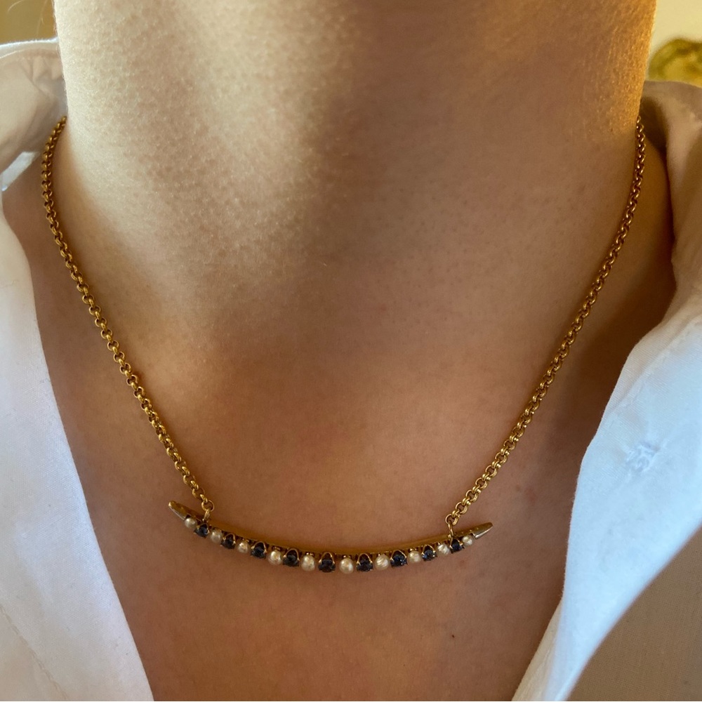Vintage 1920's Pendant - 14K Gold, Sapphires and Pearls - Commissioned Piece - Picture 4 of 12